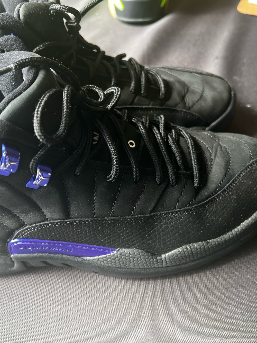 Jordan Men's Black Sneakers with Purple Accents
